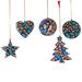 The Holiday Aisle® 6 Piece Festive Fusion Hanging Figurine Ornament Set Wood in Blue/Brown/Green | 3.3 H x 2.3 W x 2.3 D in | Wayfair