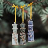 The Holiday Aisle® Delightful Snowmen Hanging Figurine Ornament Ceramic/Porcelain in Blue/Gray/Green | 3.9 H x 1.1 W x 1 D in | Wayfair