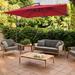 Arlmont & Co. Lyman 8' 2" x 8' 2" Square Cantilever Umbrella Metal in Red | Wayfair A6C1FCA8804545D8819CE469461FD975