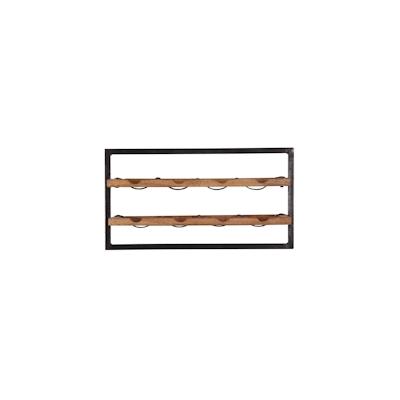 SIT Möbel Wandweinregal aus Mangoholz mit Altmetall in natur & Ablage für 8 Flaschen|B65 x T25 x H35 cm|09236-01|Serie P
