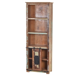 SIT Möbel Bücherschrank | 5 Fächer, 1 Schiebetür | Altholz mit Metall | natur-bunt-schwarz- | B 66 x T 32 x H 180 cm | 11308-98 | Serie JUPITER Image