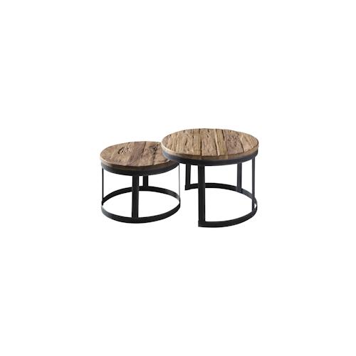 SIT Möbel Konsolentisch 2er Set Teak + Metall | L 55 x B 55 x H 40 cm | natur / schwarz
