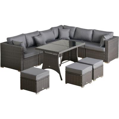 10-tlg. Gartengarnitur, Polyrattan-Sitzgruppe für Garten und Terrasse, modulares Design, mit Sitz Image