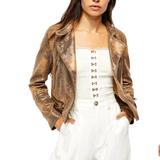 Free People Jackets & Coats | Free People Snake Embossed Faux Leather Moto | Color: Brown/Tan | Size: Xs