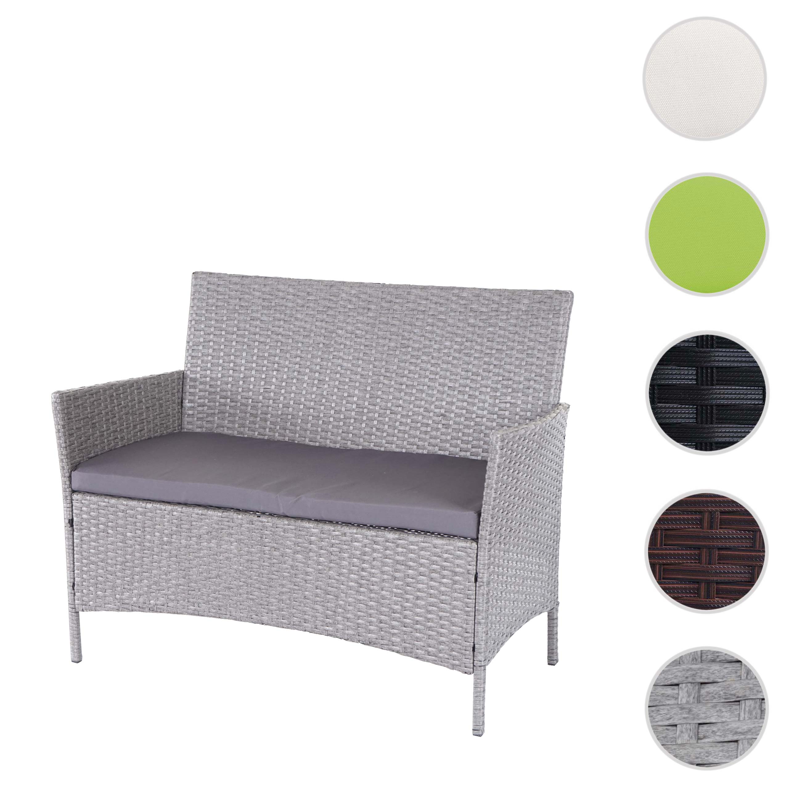 Poly-Rattan Gartenbank Halden, Sitzbank Bank ~ braun-meliert, Kissen schwarz Image