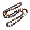 TreasureBay Women's 12mm Natural Gemstone Necklace 90cm Long Beaded Necklace for Women (Brown agate)