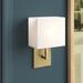 Greyleigh™ Juliana 1 - Light Dimmable Armed Sconce Metal/Fabric in Yellow | 11.25 H x 7 W x 4 D in | Wayfair 97BE562705CE424AAFAC1BAFE3D68EF4