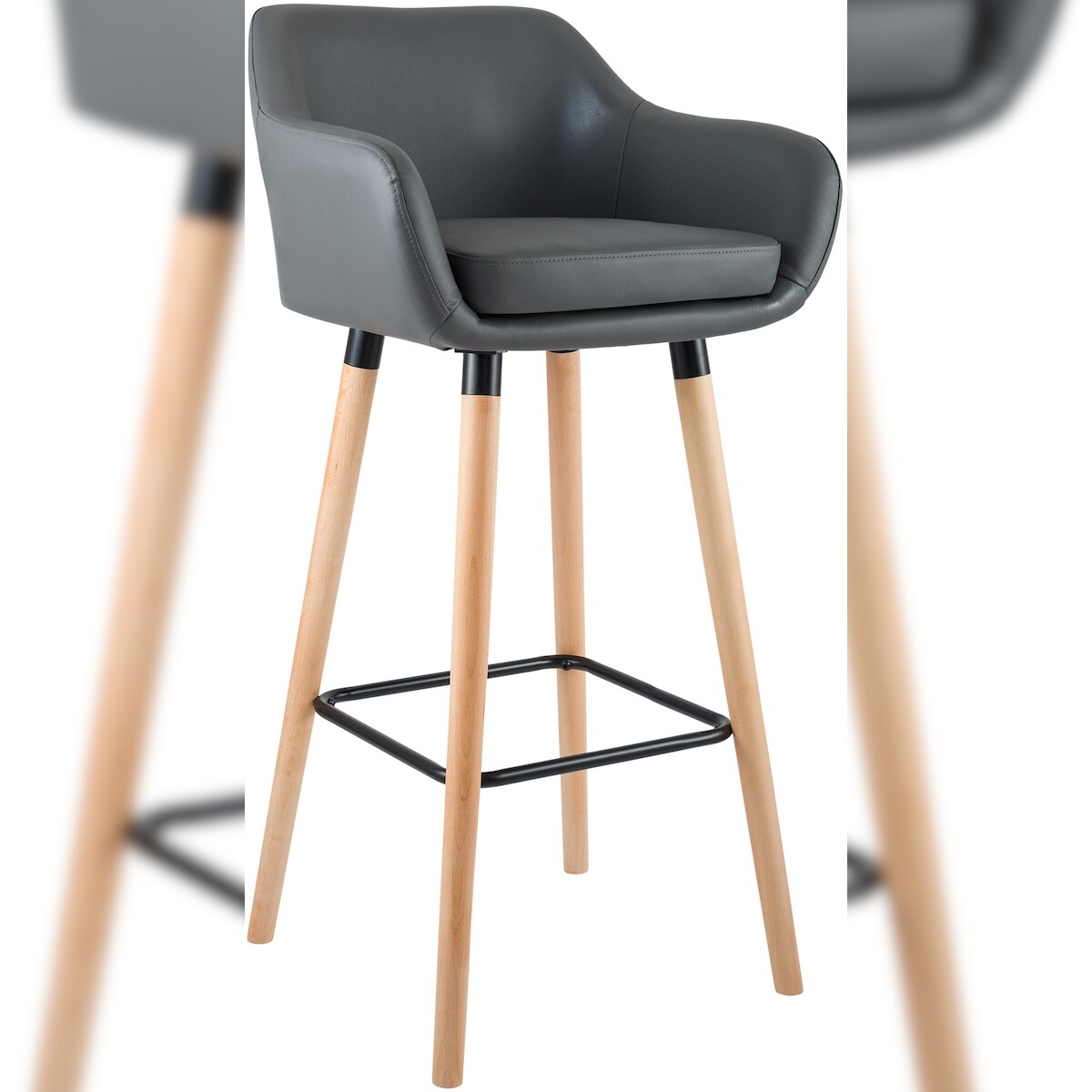 CLP Barhocker Grant Kunstleder grau Image