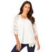 Plus Size Women's Scallop-Trim Crochet Cardigan by Roaman's in White (Size 3X)