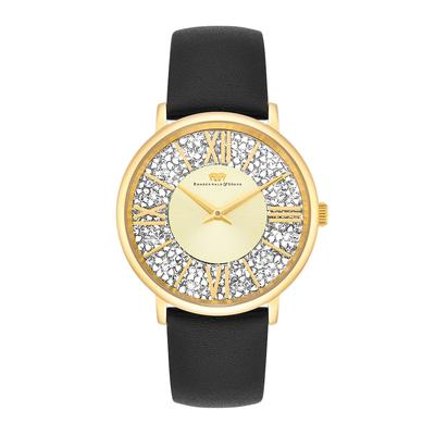 Rhodenwald & Söhne - Quarzuhr Pamina in Gelbgold Echtleder in Schwarz Damenuhren 1 ct Damen (97.99 € / 1 ct)