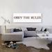 ARTCANVAS OBEY THE RULES - Wrapped Canvas Panoramic Textual Art Print Canvas, Wood in White | 12 H x 36 W x 0.75 D in | Wayfair ACIFEM66-1S-36x12