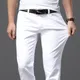 Brother Wang – Jean blanc pour homme pantalon extensible coupe slim et style classique marque