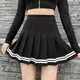 Jupe patchwork de style coréen vintage pour femmes jupes plissées noires Harajuku JK streetwear