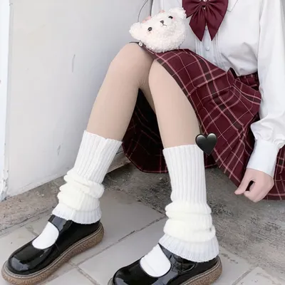 Jambières japonaises Lolita Sweet Girl pour femmes couvre-pieds avec boule de laine automne et