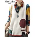 Max LuLu-Gilets patchwork à col en V pour femmes pulls pour femmes tricots streetwear