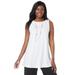 Plus Size Women's Knit Tunic Tank by The London Collection in White (Size 22/24) Wrinkle Resistant Stretch Knit Long Shirt