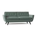 Poshbin Callie 85" Wide Square Arm Sofa w/ Reversible Cushions in Blue/Black | 36 H x 85 W x 37 D in | Wayfair 1001-KLELAG-BLK-60 inches