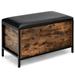 17 Stories Faux Leather Flip Top Storage Bench Faux Leather/Upholstered/Leather in Black/Brown | 19.5 H x 32 W x 16 D in | Wayfair