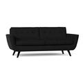 Poshbin Callie 85" Wide Square Arm Sofa w/ Reversible Cushions in Black | 36 H x 85 W x 37 D in | Wayfair 1001-VELCLK-BLK-60 inches