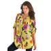 Plus Size Women's English Floral Big Shirt by Roaman's in Lemon Hibiscus Floral (Size 42 W) Button Down Tunic Shirt Blouse