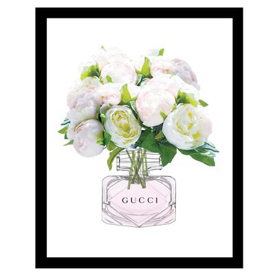 Gucci Perfume Bouquet - White / Green - 14x18 Framed Print by Venice Beach Collections Inc in White Green