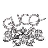 Gucci Jewelry | Gucci Guccy Crystal Brooch In Silver | Color: Gray/Silver | Size: 3.5" X 2.5"