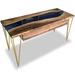 Arditi Collection Brontes River Desk Wood in Yellow/Brown | 29.5 H x 58 W x 23 D in | Wayfair ARD-107-SMOKEDNAVYBLUE-SATIN-GOLD