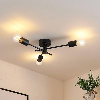 Lindby Deckenlampe Cerros, 3-flammig, schwarz, Metall Image