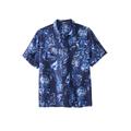 Men's Big & Tall Short-Sleeve Linen Shirt by KingSize in Royal Blue Floral (Size 3XL)