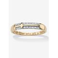 Men's Big & Tall 14K Gold over Sterling Silver Diamond Accent Sideways Cross Ring by PalmBeach Jewelry in Diamond (Size 8)