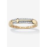 Men's Big & Tall 14K Gold over Sterling Silver Diamond Accent Sideways Cross Ring by PalmBeach Jewelry in Diamond (Size 8)