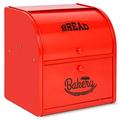 Hossejoy Metal Double Compartment Bread Box Roll Top Bread Box Kitchen Food Storage Bin, Counter-top Bread Keeper Double Layer Bread Storage (Red) - No installation required