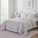 Laura Ashley Breezy Floral Reversible Quilt Set Polyester/Polyfill/Cotton in Gray | King Quilt + 2 King Shams | Wayfair 222279