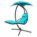 Arlmont & Co. Nagina Hanging Chaise Lounger w/ Stand Canvas in Blue | 83 H x 35.5 W x 74.5 D in | Wayfair CF3D5D44D9534E0BA6E87F87810F41F2