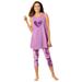 Plus Size Women's Scoopneck Tank & Capri Legging PJ Set by Dreams & Co. in Plum Burst Tie Dye (Size 18/20) Pajamas