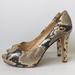 Kate Spade Shoes | Kate Spade Snakeskin Peep Toe Platform Pumps 6.5m | Color: Black/Cream/Gold/Silver | Size: 6.5