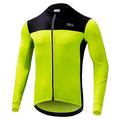Dooy Men's Cycling Bike Jersey Winter Thermal Biking Shirt Long Sleeve Bicycle Jacket with Full Zipper and Rear Pockets（Yellow,Medium）