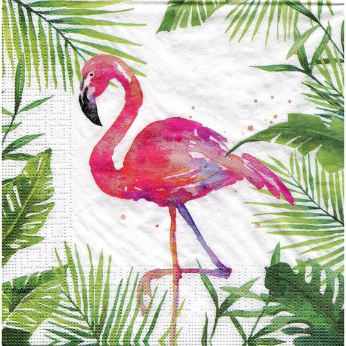 Serviettes en papier ""flamant"", 33 x 33 cm, 20 serviettes