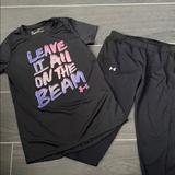 Under Armour Shirts & Tops | Girl Under Armour Shirt & Pant Set Size Medium Euc | Color: Black/Purple | Size: Mg