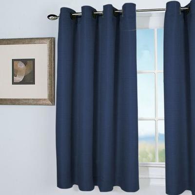 Grasscloth Short Grommet Curtain Panel, 54 x 45, Midnight Blue