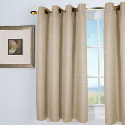 Grasscloth Short Grommet Curtain Panel, 54 x 54, Champagne