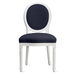 Camille Dining Chair - High Gloss White - Chenille Midnight