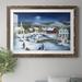 The Holiday Aisle® Moonlit Skaters by J Paul - Picture Frame Painting Print on Paper in Gray/Red | 37.5 H x 27.5 W x 1.5 D in | Wayfair