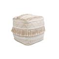 Pasargad Grandcanyon Collection Cotton Pouf ,Beige - Pasargad Home PPF-261-1