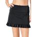 Plus Size Women's Ruffle-Trim Swim Skirt by Swim 365 in Black (Size 28) Swimsuit Bottoms