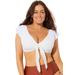 Plus Size Women's Tie Front Cup Sized Cap Sleeve Underwire Bikini Top by Swimsuits For All in White (Size 26 E/F)