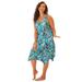 Plus Size Women's Sharktail Beach Cover Up by Swim 365 in Teal Blue Butterfly (Size 34/36) Dress