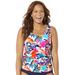 Plus Size Women's Classic Tankini Top by Swimsuits For All in Multi Tropical (Size 14)