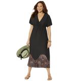 Plus Size Women's Kate V-Neck Cover Up Maxi Dress by Swimsuits For All in Black (Size 14/16)