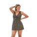 Plus Size Women's Twist-Front Swim Dress by Swim 365 in Gold Foil Dots (Size 34) Swimsuit Cover Up